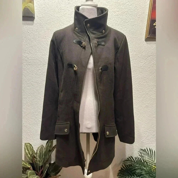 Cece dark green wool blend coat/jacket size 10 - Picture 3 of 16